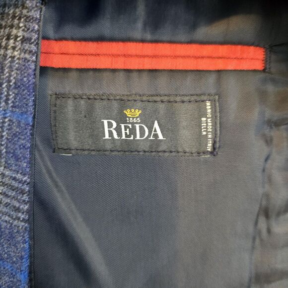TailoRED Sports Blazer Mens 46R Blue Plaid Reda Italian Wool Made in Canada - Picture 7 of 16